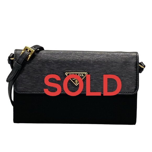 PRADA - Black Saffiano Leather Nylon Other Style Wallet 600-052025 - Picture 1 of 13
